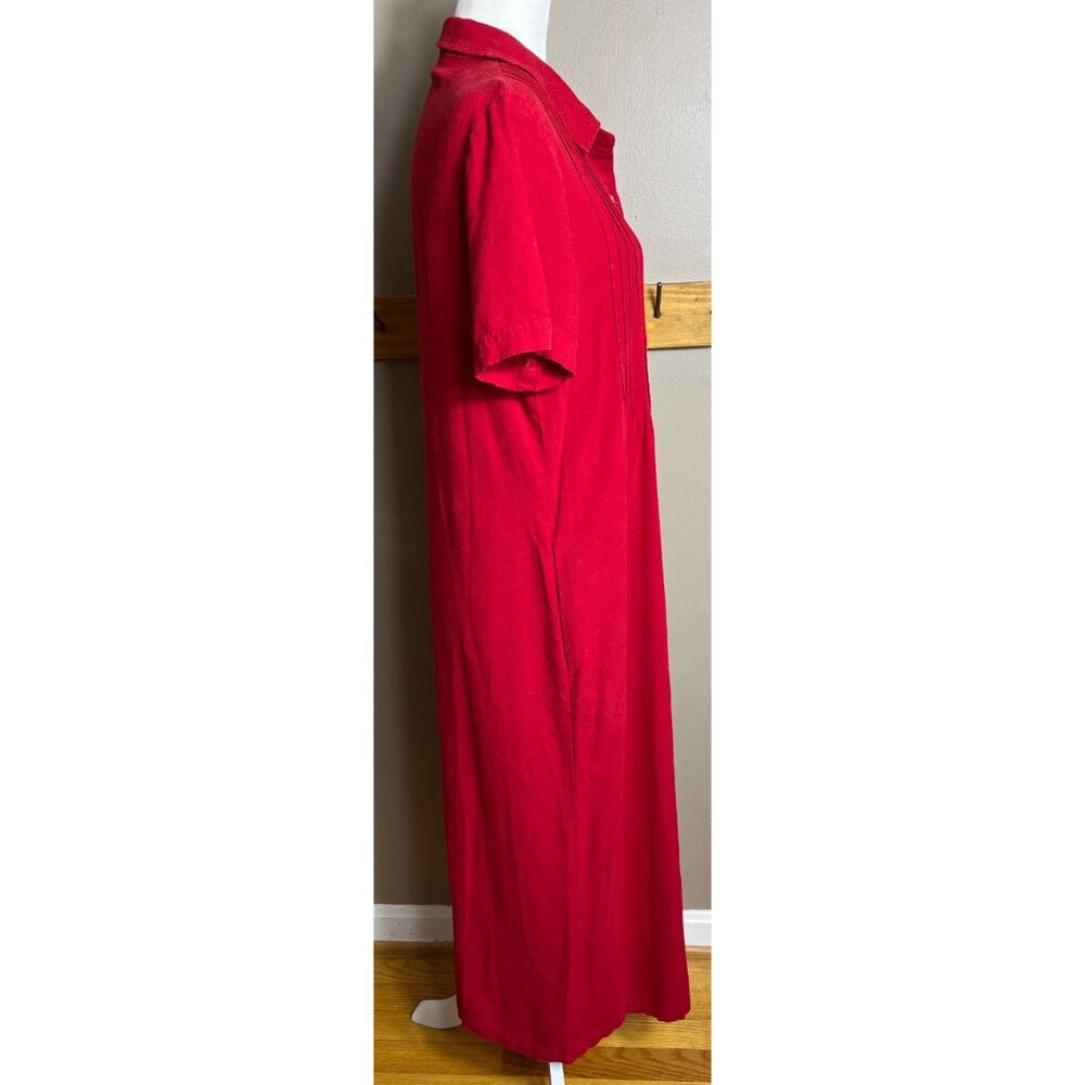 Vtg Orvis Linen Blend Dress Red Button Up Midi Pockets 90s Classic Preppy Wom 12 - Picture 11 of 11